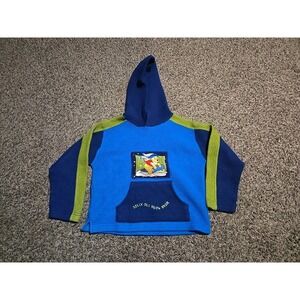 Vintage Disney Hoodie Kids 5/6 Fleece Winnie Pooh Blue Pullover Y2K